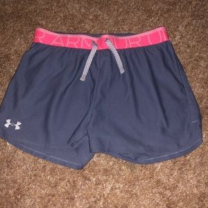 Gray with pink waist band Under Armour shorts